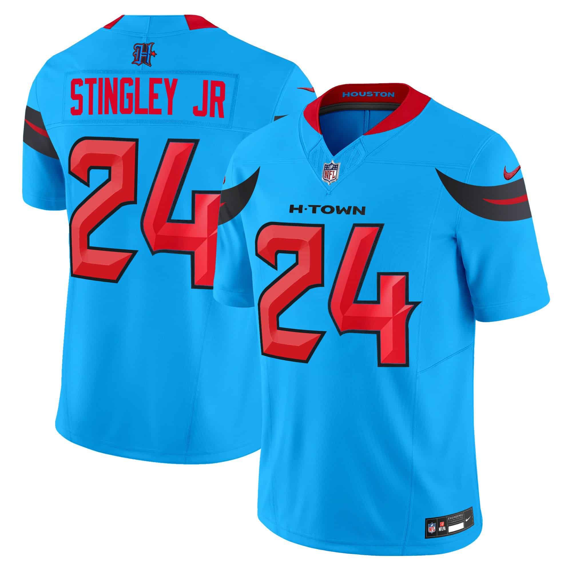 Men Houston Texans #24 Stingley jr Light Blue 2024 Nike Vapor Limited NFL Jersey